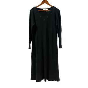 L.L. Bean green night dress with embroidery details